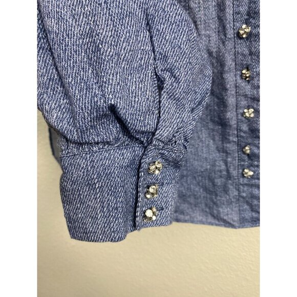 Cami NYC Linen Blend Chambray Women's Collared Long Sleeve Shirt Blue Size Large - Picture 14 of 15